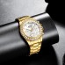 BIDEN Mens Watches Chronograph Diamond Gold Stainless Steel Waterproof Quartz Business Casual Fashion Wrist Watches for Men