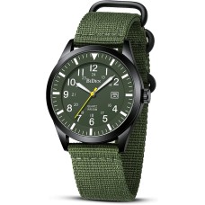 HANPOSH Mens Watches Military Watches for Men Military Army Watch Analogue Quartz Waterproof Wrist Watches for Men Date Display Nylon Tactical Field Sports Minimalist Watches