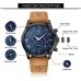 BY BENYAR Men's Watches Waterproof Sport Military Watch for Men Multifunction Chronograph Black Fashion Quartz Wristwatches Calendar with Leather Strap