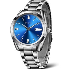 Taxau Men's Watch Analog Quartz Stainless Steel Waterproof Simple Fashion Watch with Date